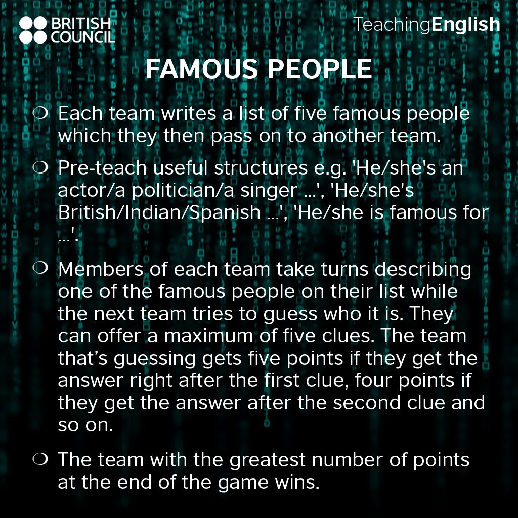 TeachingEnglish's tweet photo. Here are some no-prep #speaking activities to try with your students! https://t.co/W0wSsbBU4e