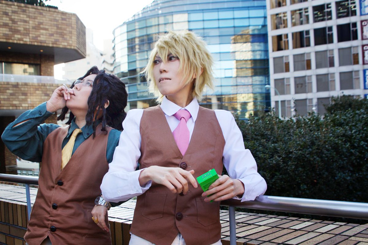 沈黙 オフィス勤務で昼休み休憩中なトムさんとシズちゃんをアコスタでフレンドのカメラマンさんが撮ってくれました とっても嬉しい 田中トム 南さん 平和島静雄 沈黙 ｐ Masaさん