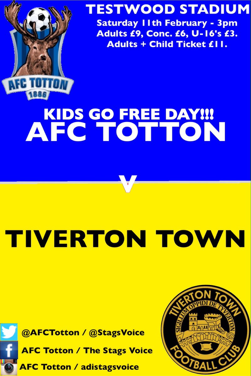 StagsVoice's tweet photo. KIDS GO FREE DAY!!

@SotonEvents @iSouthampton @NewForestEvents @solentsport @ForestEdgeGaz @tottonafc @joemaxwell9 @SCJournalism *RT* https://t.co/vZjABu57y6