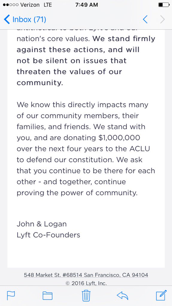 SherryPluskota's tweet photo. Use the $$ to feed the poor! #HelpAVet #DisgustingDecision #StickW/YourTaxiService @lyft@RealJamesWoods #BoycottLyft https://t.co/RSfJIyGwBs