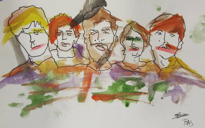 AlbinhaL's tweet photo. Yannis and his guys in watercolor mood. #connoscodesign #srtalfigueredo #foals
@foals @YnnsPhilippakis @jackbevan https://t.co/ReZJSxujU1