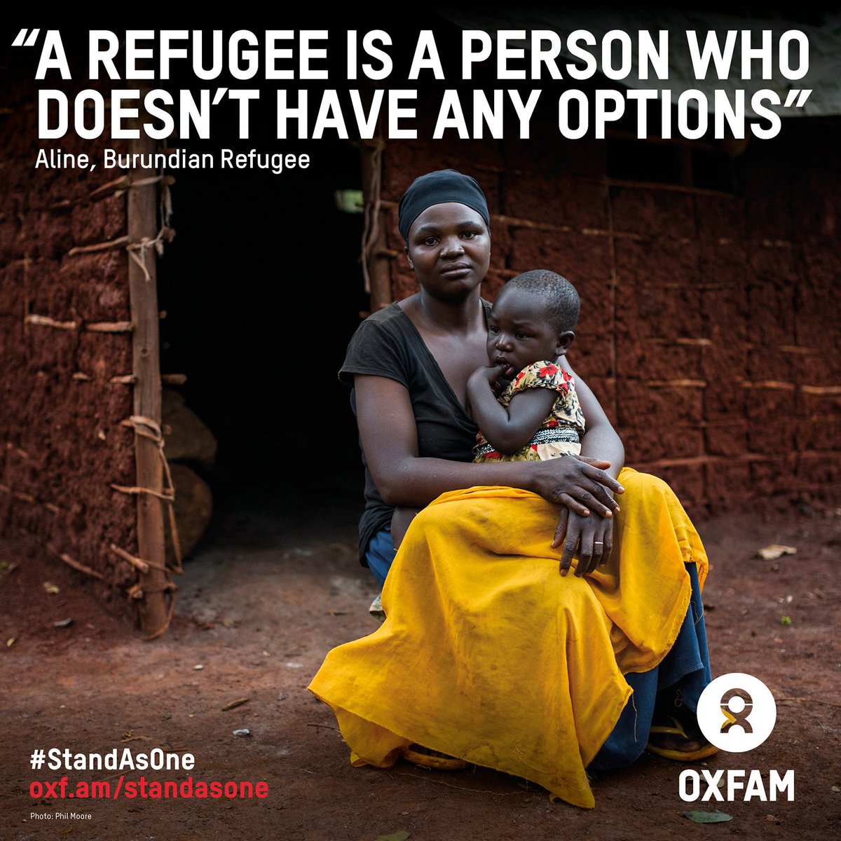 Oxfam's tweet photo. #StandAsOne with the 65 million people worldwide have been forced to flee. Act now: https://t.co/5VOvUXE4EC https://t.co/HLHXwVYZW0