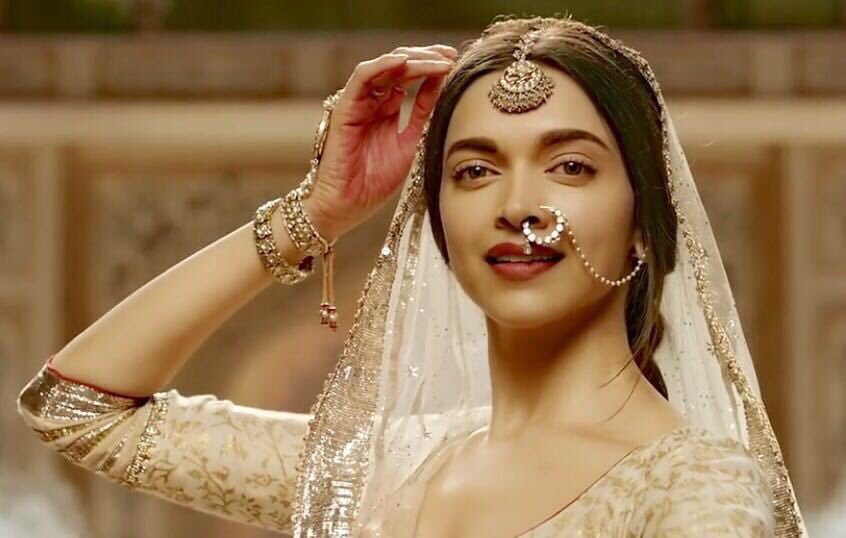 deepika padukone in bajirao mastani, oil on canvas; artist unknown