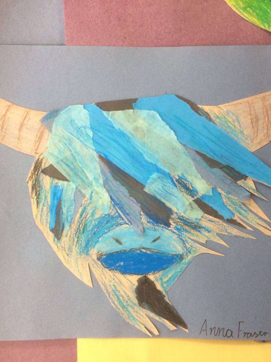 lasswadeps's tweet photo. P4 have been experimenting with colour and layering textures to create highland coos! #scotsfocus https://t.co/wI6f9HIdWe