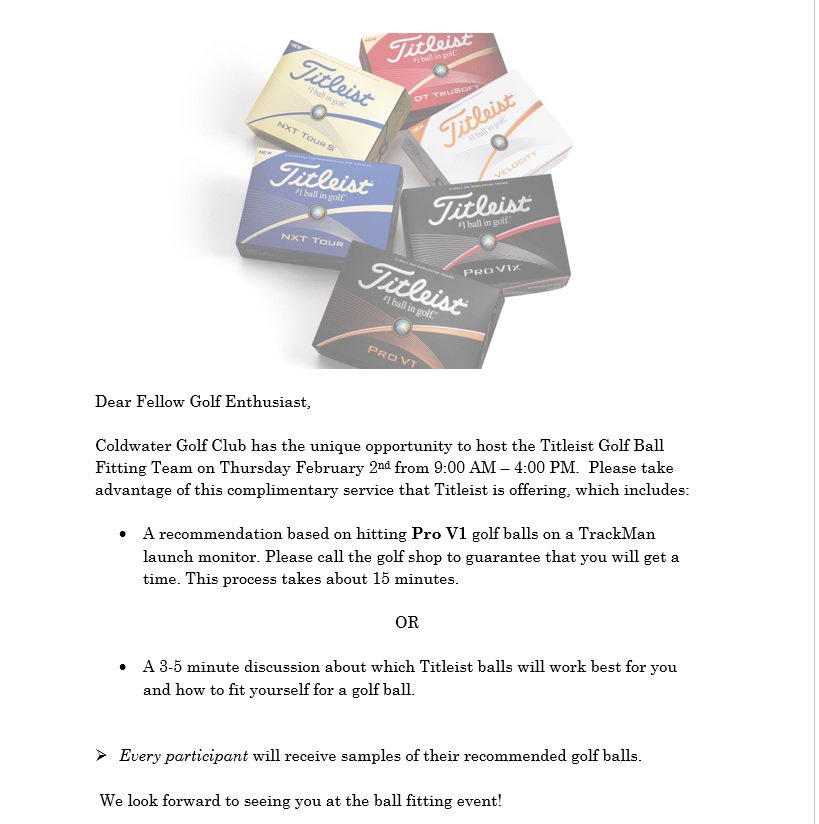 ColdwaterGC's tweet image. Titleist golf ball fitting @ColdwaterGC 
February 2, 2017
#titleistgolfballs #coldwatergc