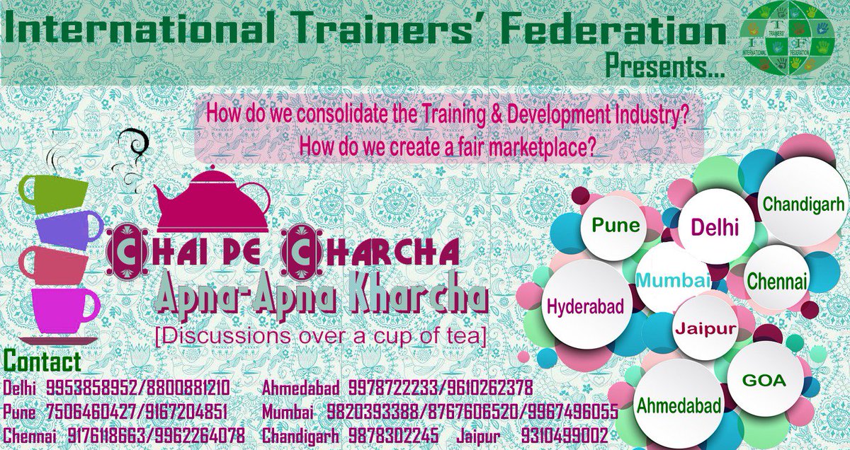 tweetsneha's tweet photo. #ITF #ChaipeCharcha comes 2 #Pune, let's come together and find out best possible ways to make training industry a better place to work. https://t.co/bD6CKtpsHP
