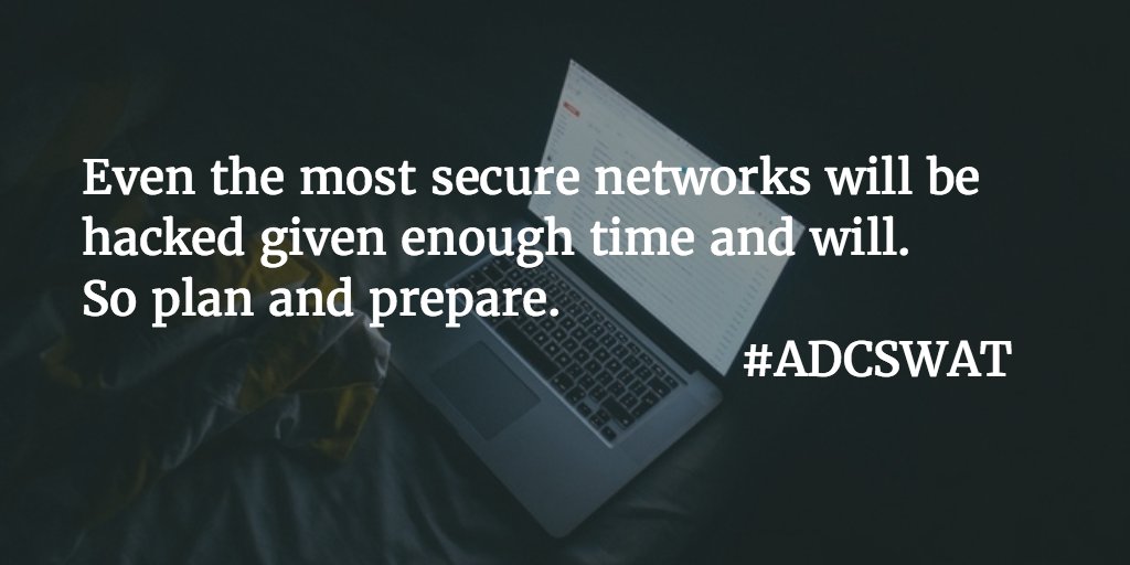 knowassets's tweet image. Even the most secure networks will be hacked given enough time and will. Plan and prepare. #ADCSWAT #Cybersecurity