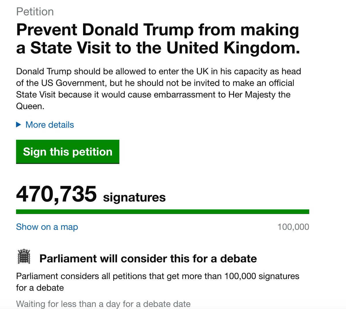 No_Complacency's tweet photo. @billybragg @HoCpetitions nearly half a million! https://t.co/E2SmWusN9S