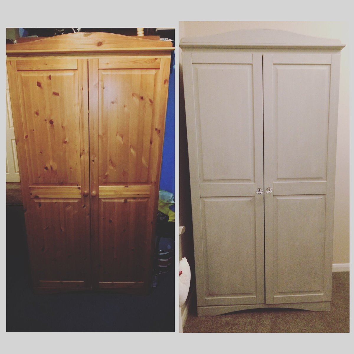 bibbleandfode's tweet photo. Before &amp; After Winter Grey Wardrobe 🎀 #shabbychic #rustoleum #shabbychicdecor #chalkpaintedfurniture #upcycledfurniture @makeitrustoleum https://t.co/DsFe9L6Ky6