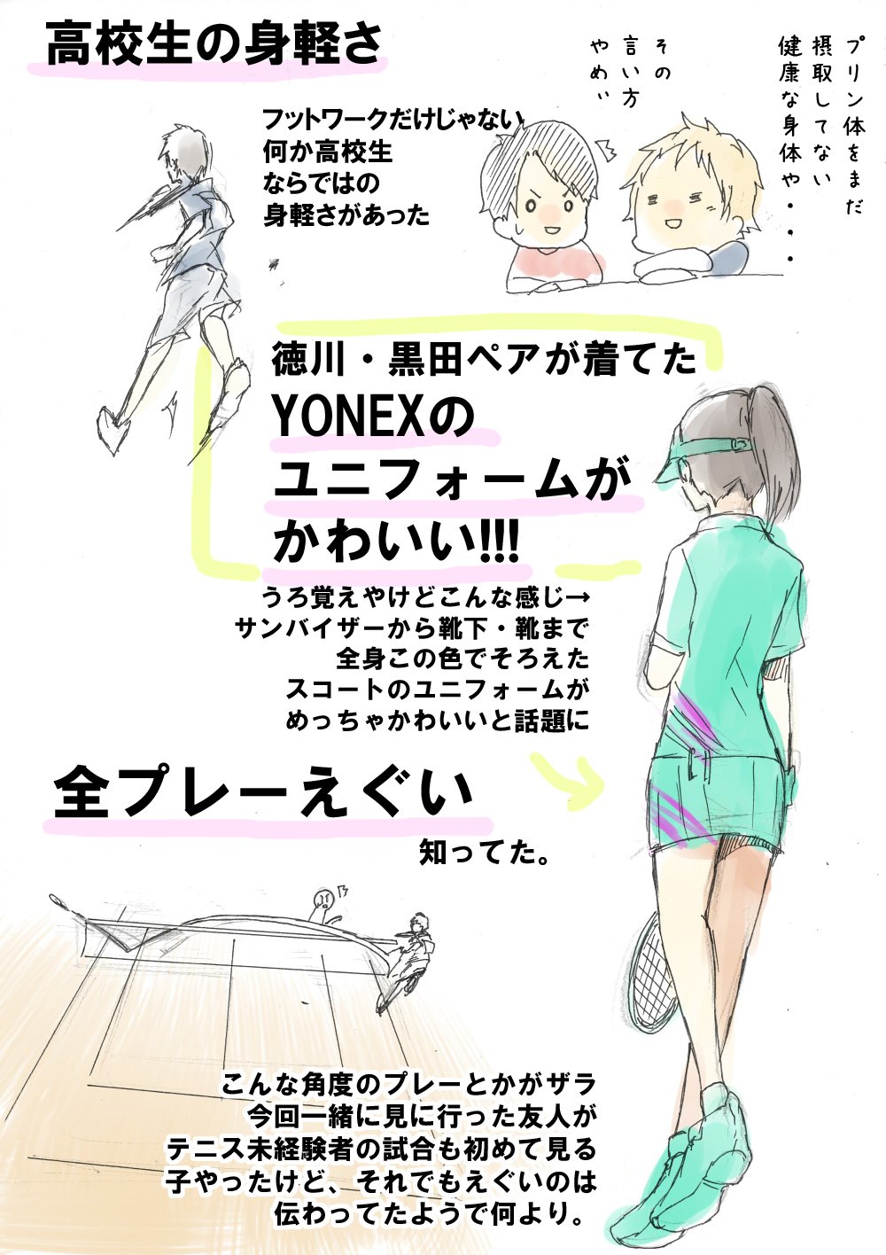 しのと ソフテニ漫画 顧問など ちゃんとしたレポはその界隈の人達に任せるので ソフトテニス見ない人にも伝われな感じで大雑把に昨日の全日本インドアを落書きレポ 試合は４面同時にスタートなので全部はちゃんと見れてないため ちょう個人的な大雑把