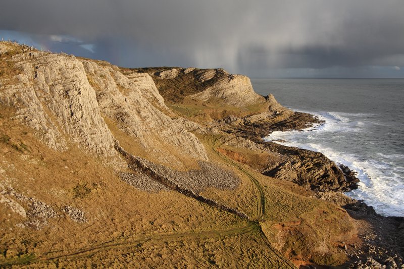Between the showers yesterday afternoon, looking east towards Common Cliff (the furthest headland) #Gower #WalesCoast #Wales