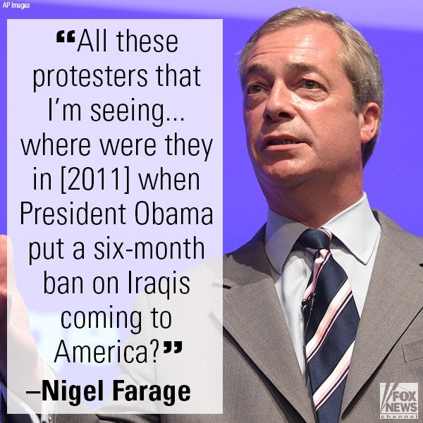 On "FOX &amp; Friends Weekend," <a href="/Nigel_Farage/">Nigel Farage MP</a> had sharp words for protesters upset by <a href="/POTUS/">President Donald J. Trump</a>'s travel ban.