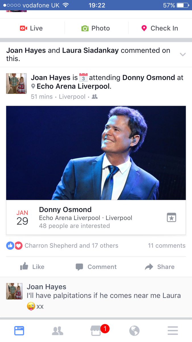 jen_s84's tweet photo. Look how excited she is @donnyosmond  #shoutoutforjoan. https://t.co/qeJEfPiY9x