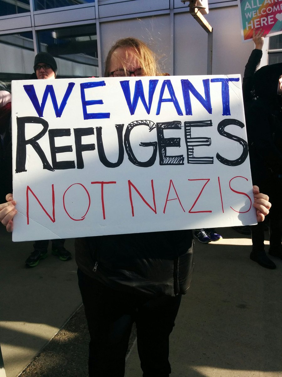 We want refugees not Nazis! #mspairport  #msp #letthemin #nomuslimban #MuslimBan