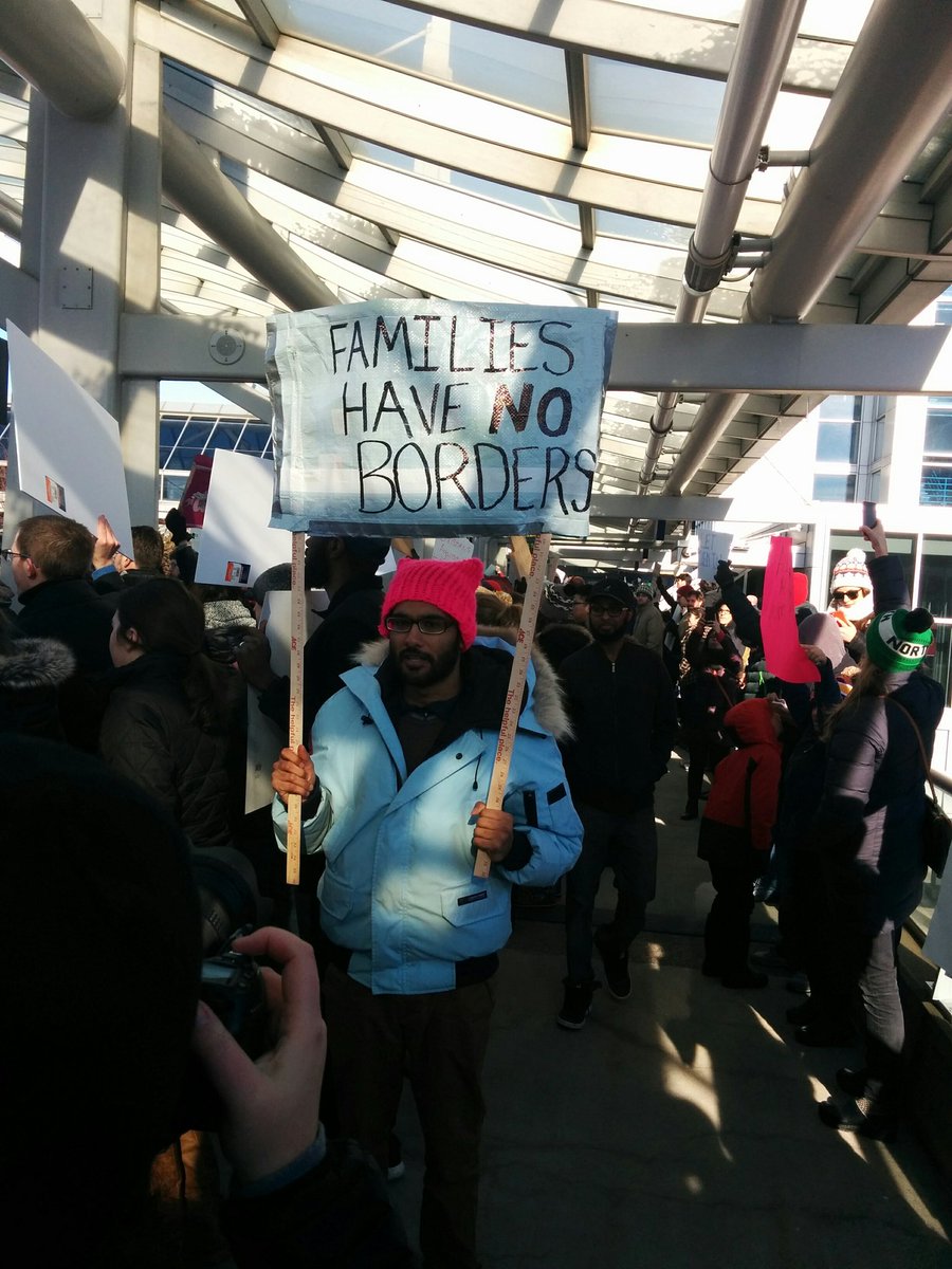Families have no borders. #mspairport #nomuslimban #MuslimBan #RefugeesWelcome #msp #resist