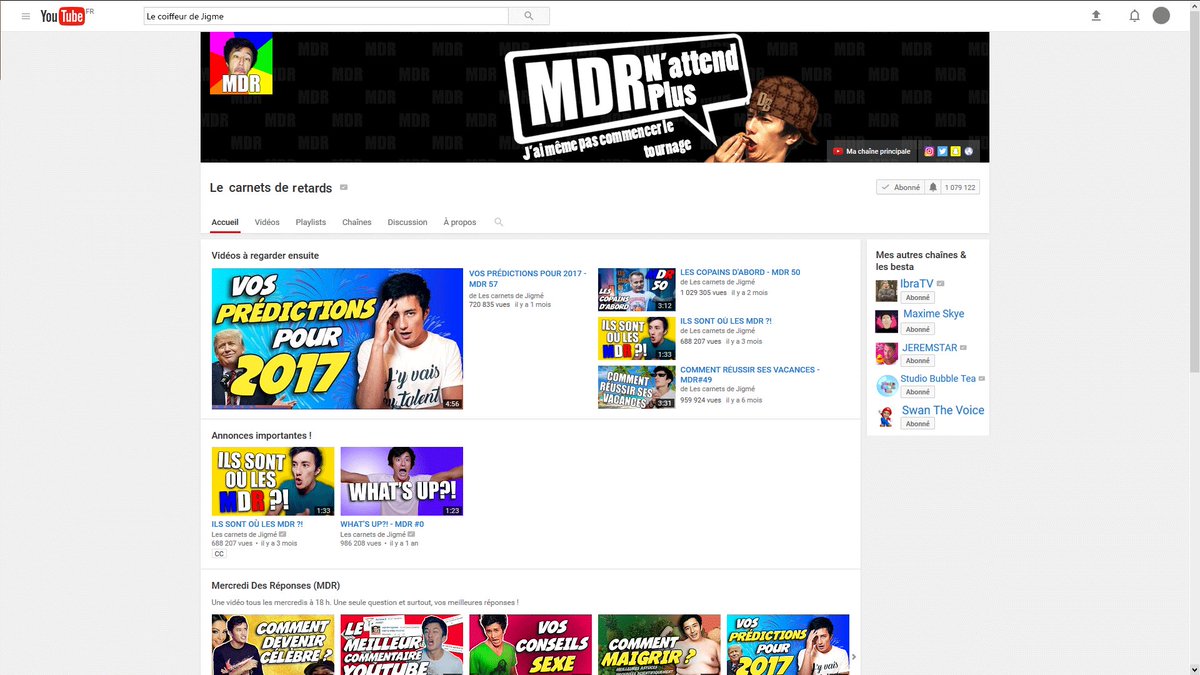 vivares_mathieu's tweet photo. #MDR62
Voilà une bannière plutôt bien représentative de ta chaine YouTube...Pour me faire plaisir, mets les même recommandation! https://t.co/LngBbEEdpf