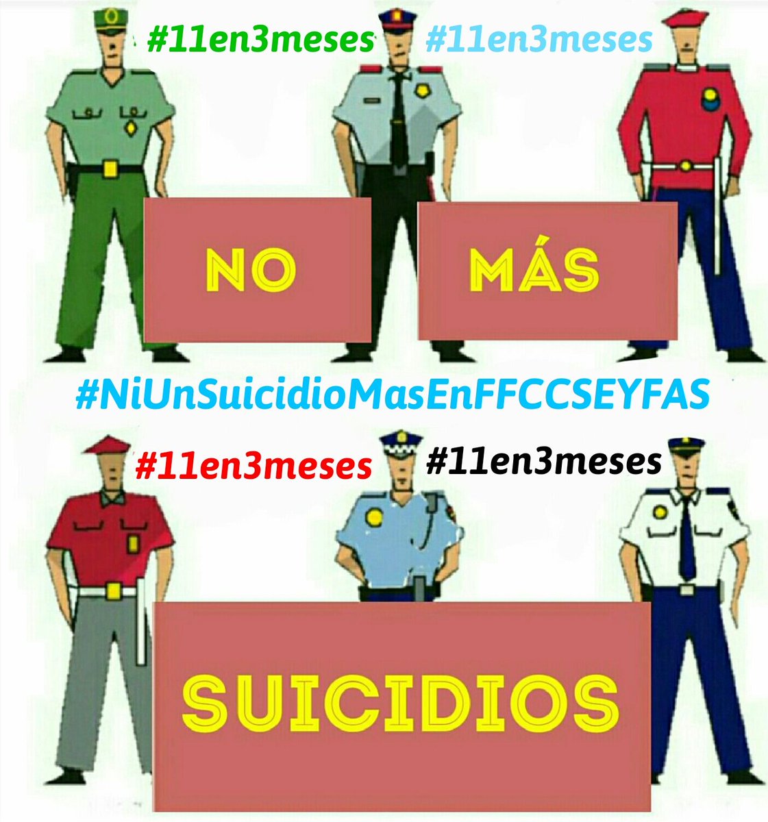 Suicidios #11en3meses 
Sr. <a href="/zoidoJI/">Juan Ignacio Zoido</a> exigimos
#NiUnSuicidioMasEnFFCCSEYFAS 
<a href="/sevillanax2/">ESPAÑOLA ♰</a> @Mgosaesri <a href="/josesoliscangas/">José Solís Cangas.#Yo FFCCSSEyFAS...</a>