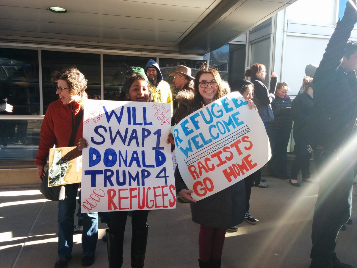 Will swap 1 Donald for 10,000 refugees. #mspairport #nomuslimban #MuslimBan #RefugeesWelcome #msp #resist #NoBanNoWall