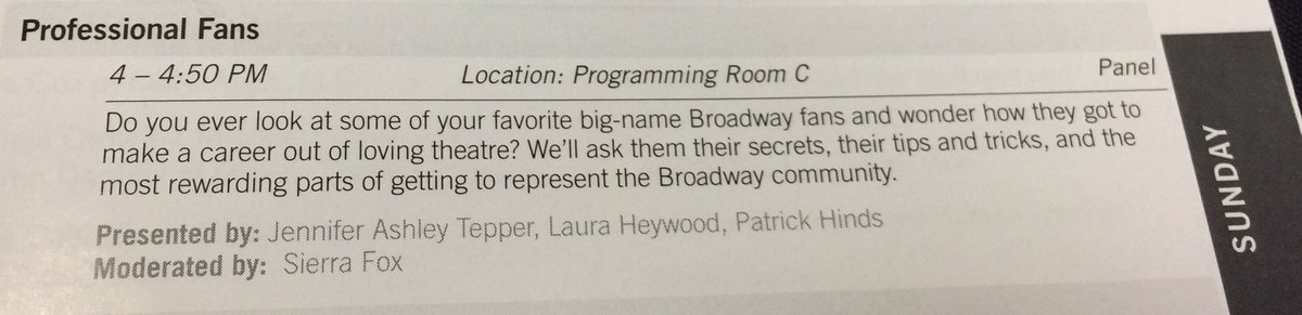 BroadwayGirlNYC's tweet photo. Last chance to see me at #BwayCon2017 is at the #ProfessionalFans panel at 4pm in room E, with @SierraRFox, @jenashtep & @patrickhinds! ๐ค๐๐ญ https://t.co/JCuADoy7cv