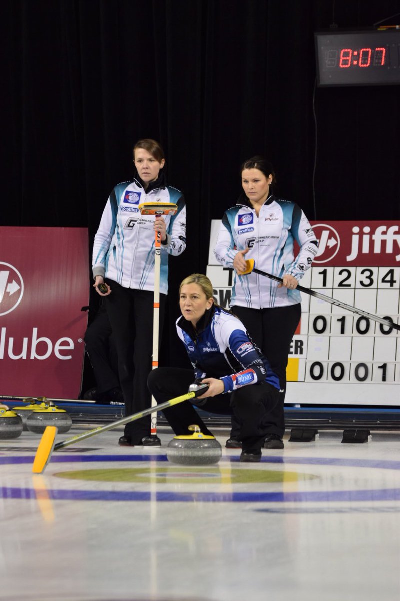 StAlbertCurling's tweet photo. .@teamscheidegger with another in the ninth to tie it with @SweetingTeam ! #JiffyLubeABscotties @jackieraecfcw https://t.co/yV9pfmM028