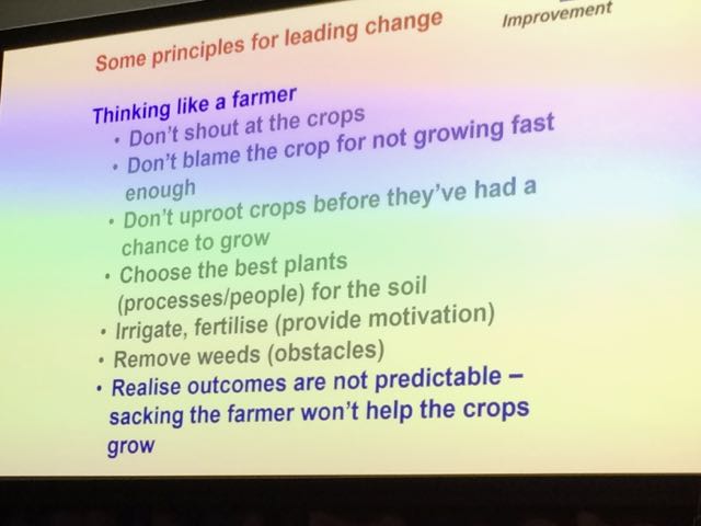TJCoats's tweet photo. Leadership in Emergency Care - I like this advice from Southampton. Think like a farmer and nurture the best crop. https://t.co/xJpeDuXdru