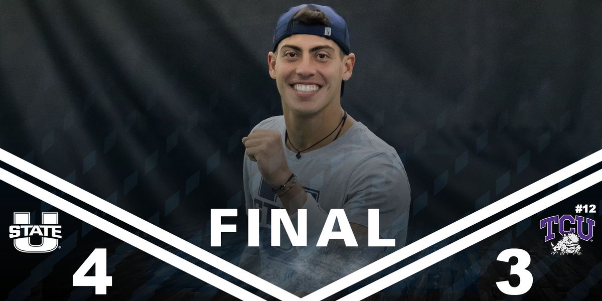 THERE IT IS!!! Unbelievable effort from the boys as USU knocks off #12 TCU on their home courts, ending a 31-match home winning streak!