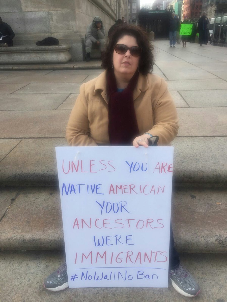 EC_CommStudies's tweet photo. One of many signs at the #nomuslimban protest! #CommStudies #ImmersiveEmerson https://t.co/LxSWEZgyK1