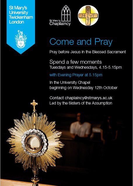 SimmsChaplaincy's tweet photo. On Tuesday & Wednesday from 4.15pm, join us for a time of prayer in the #Chapel with @AssumptionRA #refreshweek All are welcome (4/5) https://t.co/XomecTqP12
