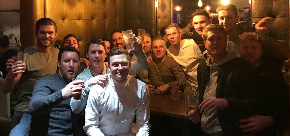 The lads out in Torquay last night celebrating their fine <a href="/AllFAVase/">All FA Vase</a> 4-3 extra time win <a href="/hinckley_afc/">Hinckley AFC</a> #SquadGoals 💛