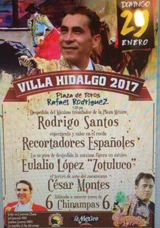 El matador Eulalio Lopez  " Zotoluco  ". hoy se despide de Villa Hidalgo.