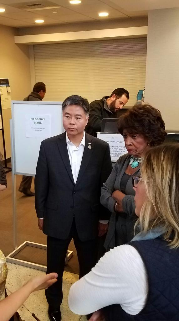 At #laxprotest with <a href="/MaxineWaters/">Maxine Waters</a> at CBP office trying to get access to detainees and to get them lawyers.
