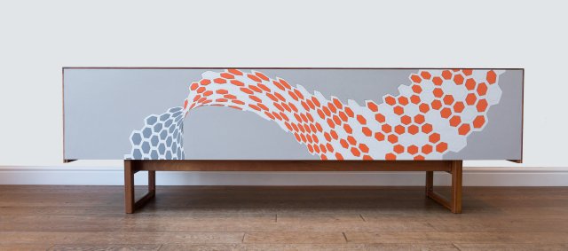 Resurfacedesign's tweet photo. One of our latest - a wrap-around Hexaplane design onto a White &amp; Newton sideboard. Happy not to see any more hexagons for a while! https://t.co/H5ZIOU6K86