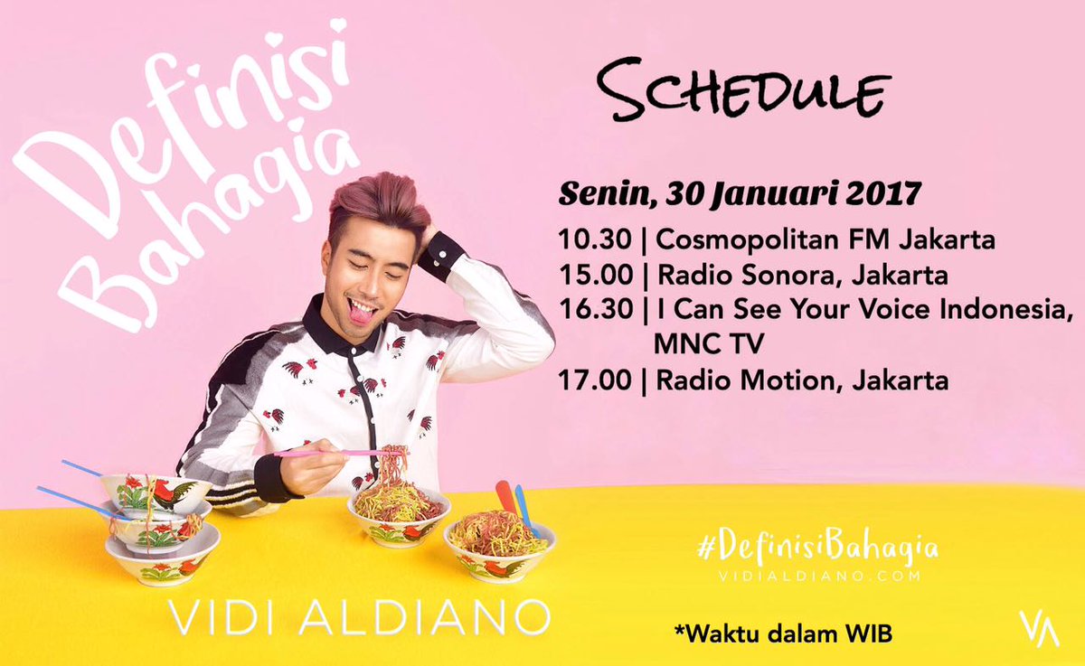 vidialdiano's tweet photo. Jadwal Senin 30 Januari 2017. Sampai berjumpa diudara kawan! #DefinisiBahagia https://t.co/jGgASJtqKN