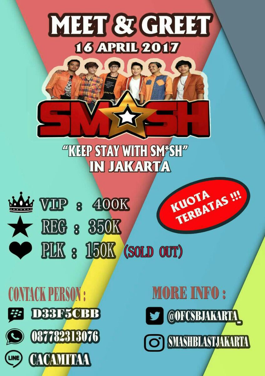 Halo Smashblast, apa kabar? SM*SH akan M&amp;G tgl 16 April 2017. sebelum kehabisan yuk beli tiketnya... See u 😉