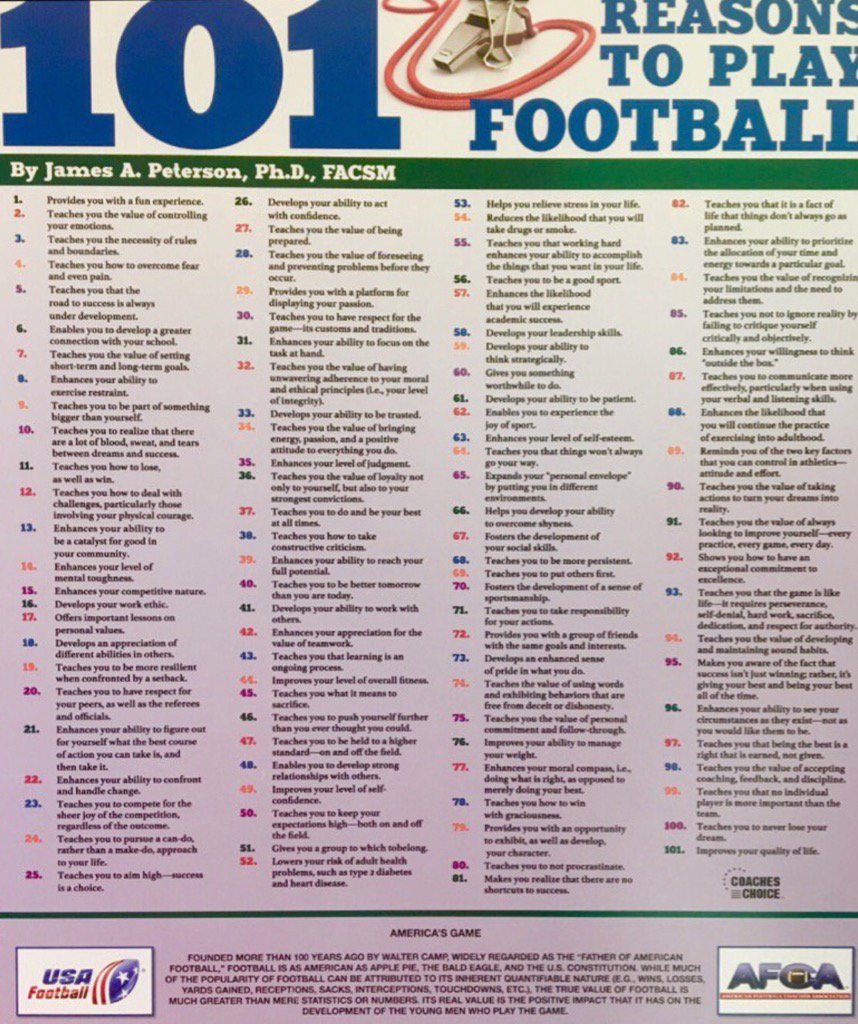 TBredsFB's tweet photo. 101 Reasons to Play Football. https://t.co/QWGcEVCb9e