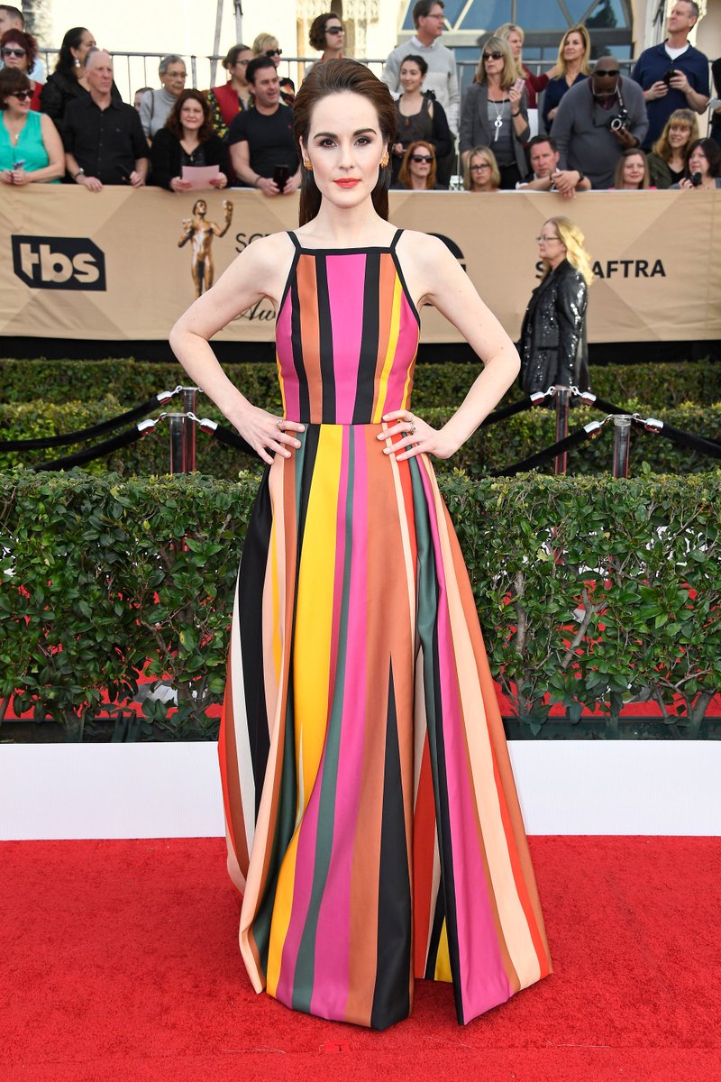 Leave it to <a href="/MichelleDockery/">MichelleDockery</a> to show us the most stylish possible way to taste the rainbow (she's in <a href="/ElieSaabWorld/">ELIE SAAB</a>, btw). #sagawards