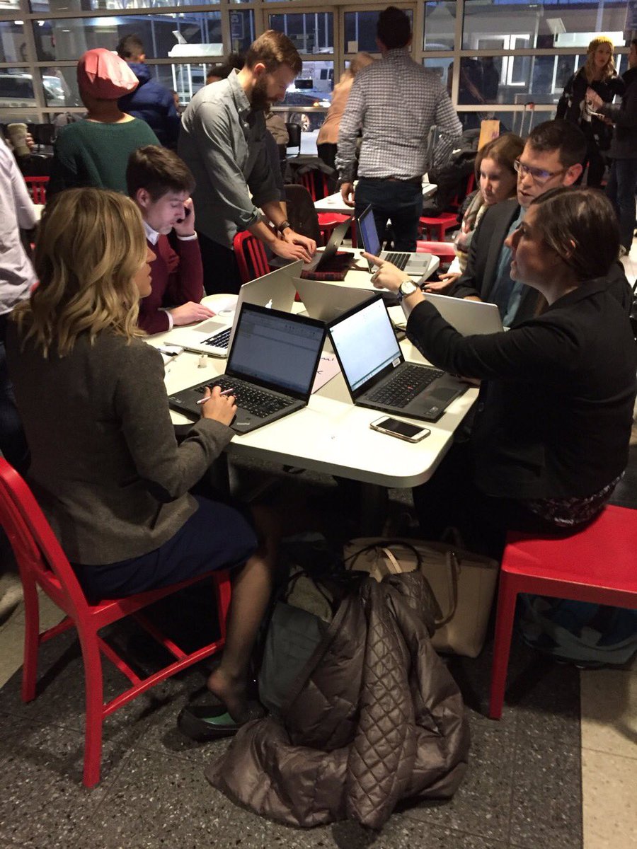 Cobarpresident's tweet photo. PROUD of my profession today!  Huddled on floors &amp; crammed in tiny tables at airports around our country ensuring access to justice for all! https://t.co/I2p62hkG88