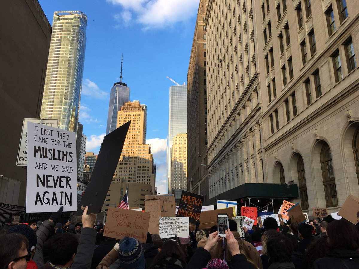 nickmosquera's tweet photo. New York City Culture, seen here eating policy for breakfast, or at least brunch. #NoBanNoWall #resist https://t.co/JkMgypWfsE