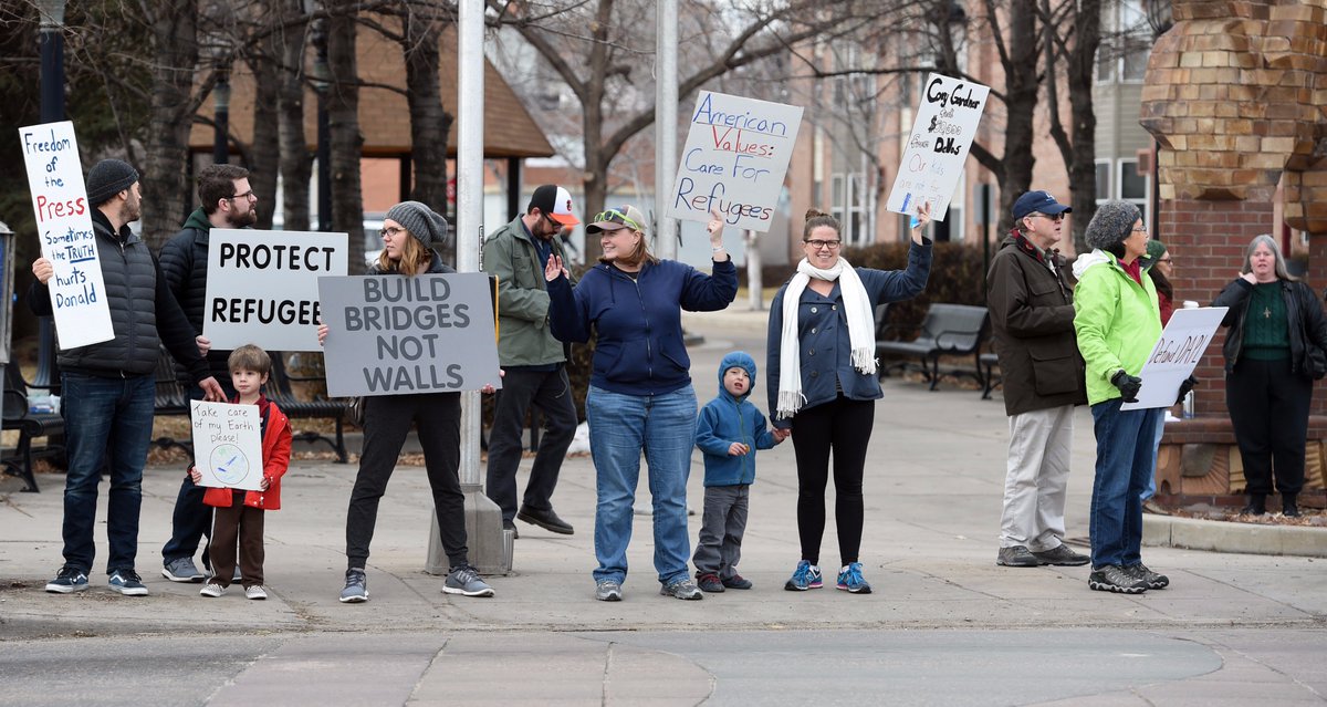 coloradodaily's tweet photo. Protesters gather in Longmont and Denver airport to demonstrate against Trump immigration ban
https://t.co/IYNjKOhYjk via @johnbearwithme https://t.co/ThLa9C7DCS