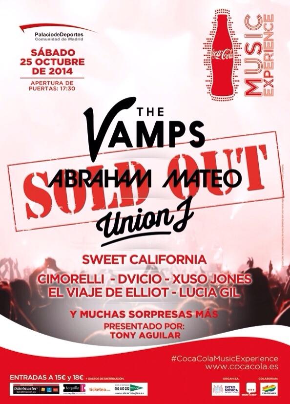 BeaStyberlik's tweet photo. 🎤 #CCME2014 with @TheVampsband @UnionJworld &amp; @Cimorelliband 🎤
🎫 Madrid 🎫
💥 25/10/2014 💥 https://t.co/8Z8kojUvga