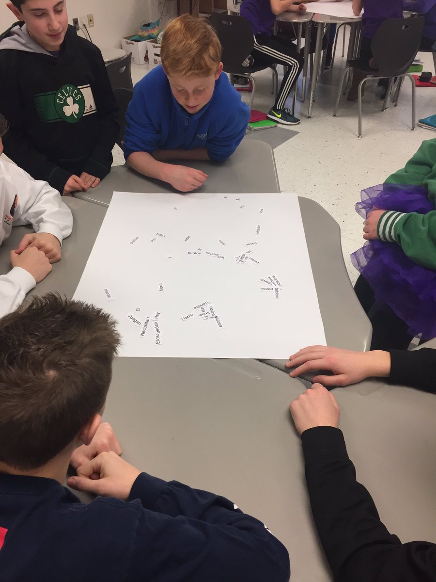 gmsgrafton's tweet photo. Collaborative learning in Mrs. Bright's Spanish class. Sports vocabulary and stem changing verbs #ImpactfulPractice https://t.co/b3HtUFV9eV