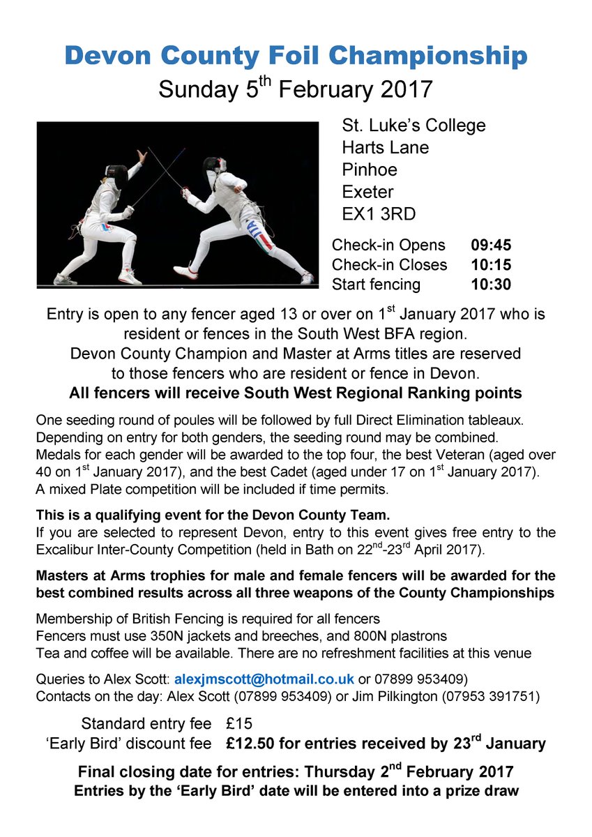 Fencing Clubs from Sidmouth Exeter Newton Abbot Penzance Plymouth North Tamar Barnstaple Tiverton Taunton Bristol in devonfencing.co.uk/competitions