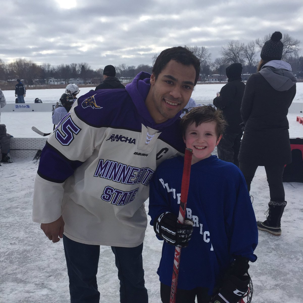 jfrauend's tweet photo. Peyton and @Cfranky15 at the Anthony Ford Pond Hockey Classic - Peyton's team would go on to WIN the Mite Division later that day #AF99 https://t.co/nn6SccwE8e