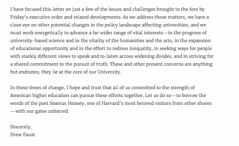 kylegriffin1's tweet photo. Harvard President writes to university community following Trump's Executive Order: "We are all Harvard." https://t.co/t5oio7qa04 https://t.co/AExaJnUYwK