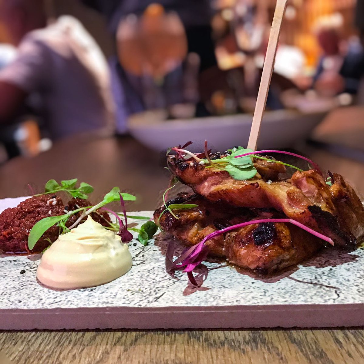 Our NEW seasonal menu is available TODAY, featuring old favourites &amp; new additions like these Glazed Chicken Thighs. Book now to try it out!