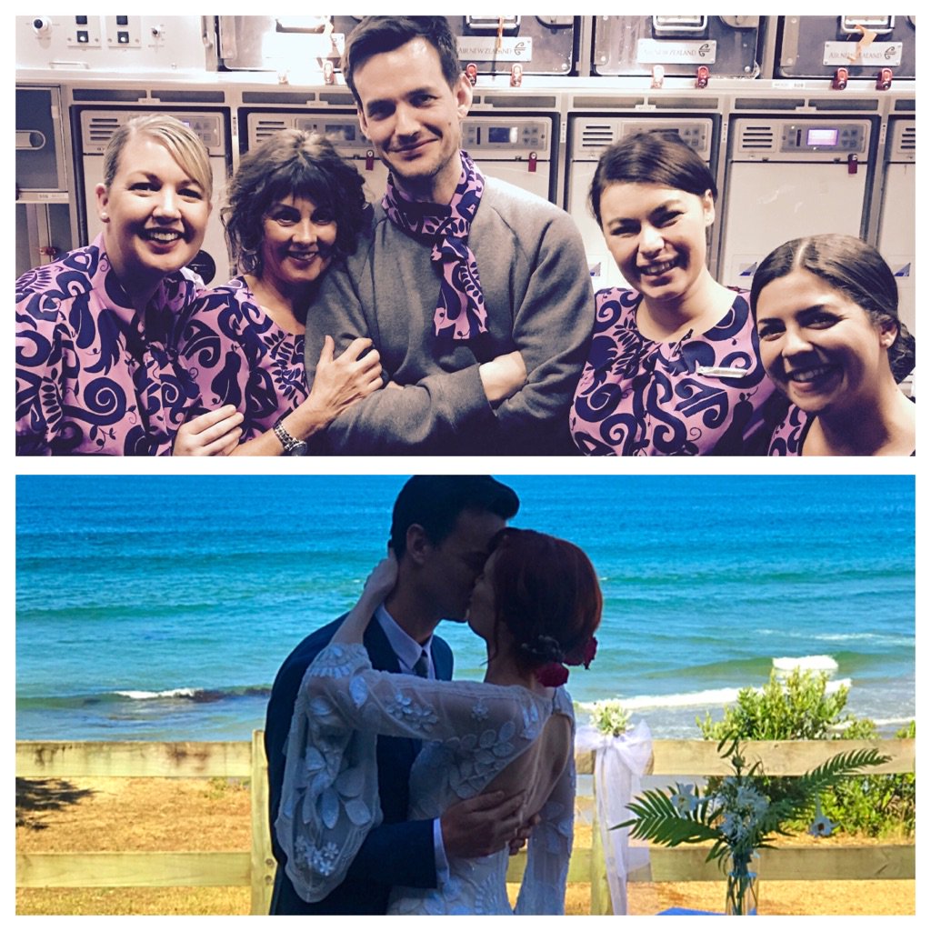 Thanks to <a href="/FlyAirNZ/">Air New Zealand</a> #NZ281 crew on Fri 20th Jan for convincing us to get married in NZ. FYI - it happened today. 🙌🏼❤🍾👰🏼🤵🏻