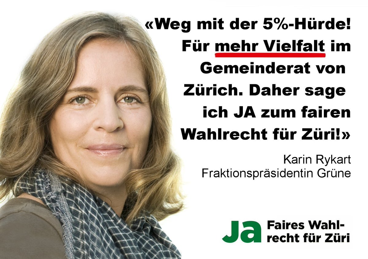 Auch @KarinRykart und die <a href="/GrueneZuerich/">GRÜNE Zürich</a> setzen sich neben 9 anderen Parteien von Links bis Rechts für faire Wahlen in Zürich ein. Danke!