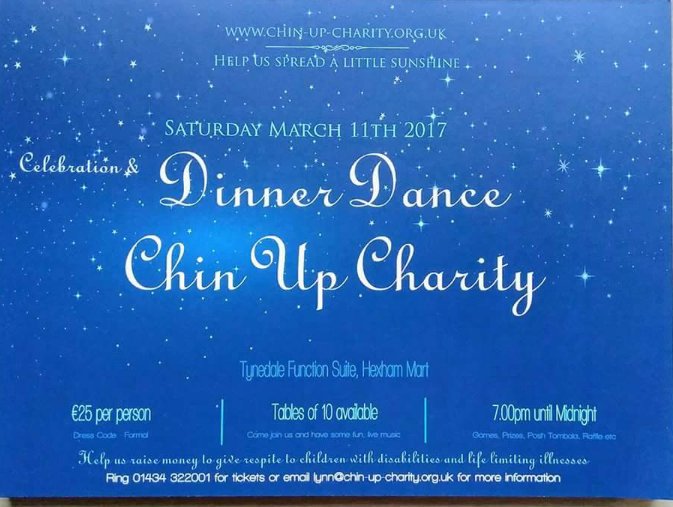 ChinUpCharity's tweet photo. Come and join us for our first ever dinner dance. Tickets available from lynn@chin-up-charity.org.uk or 01434322001 at £25 per person https://t.co/XmaTs2u8vU
