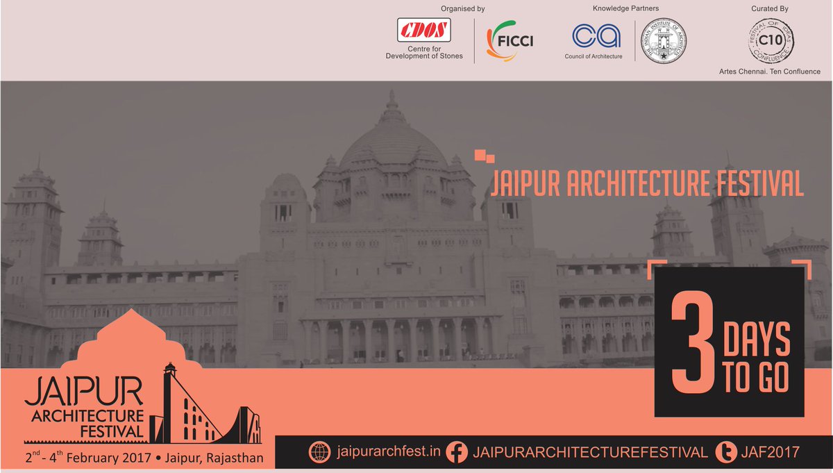 JAF2017's tweet photo. Get geared up for #JaipurArchitectureFestival! Just 3 days to go for the excitement to unleash. Join us:  https://t.co/eZTQ79M9t3 https://t.co/fq1LYDc1XW