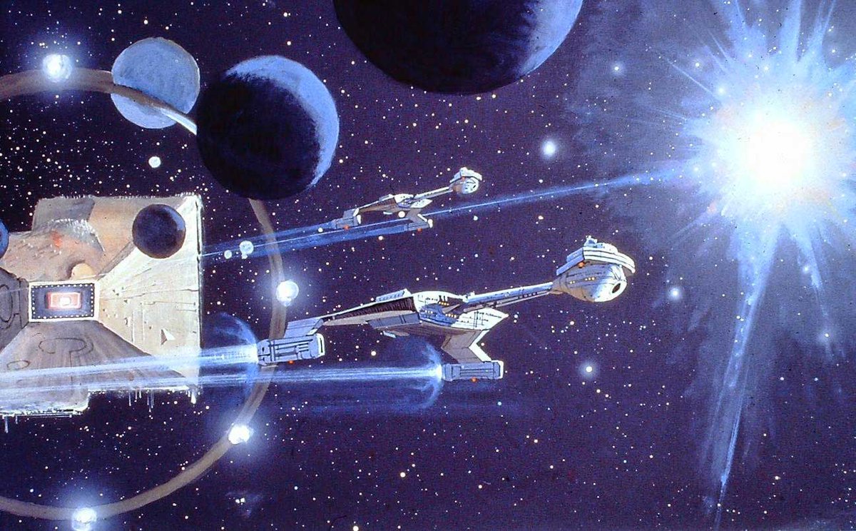 Klingon starships cruise through Robert McCall concept art for STAR TREK: THE MOTION PICTURE (1979) #scifi
